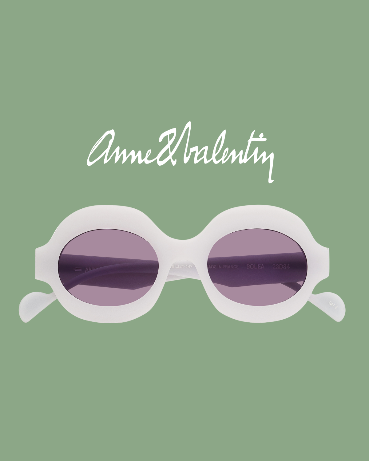 Anne et Valentin white oval sunglasses