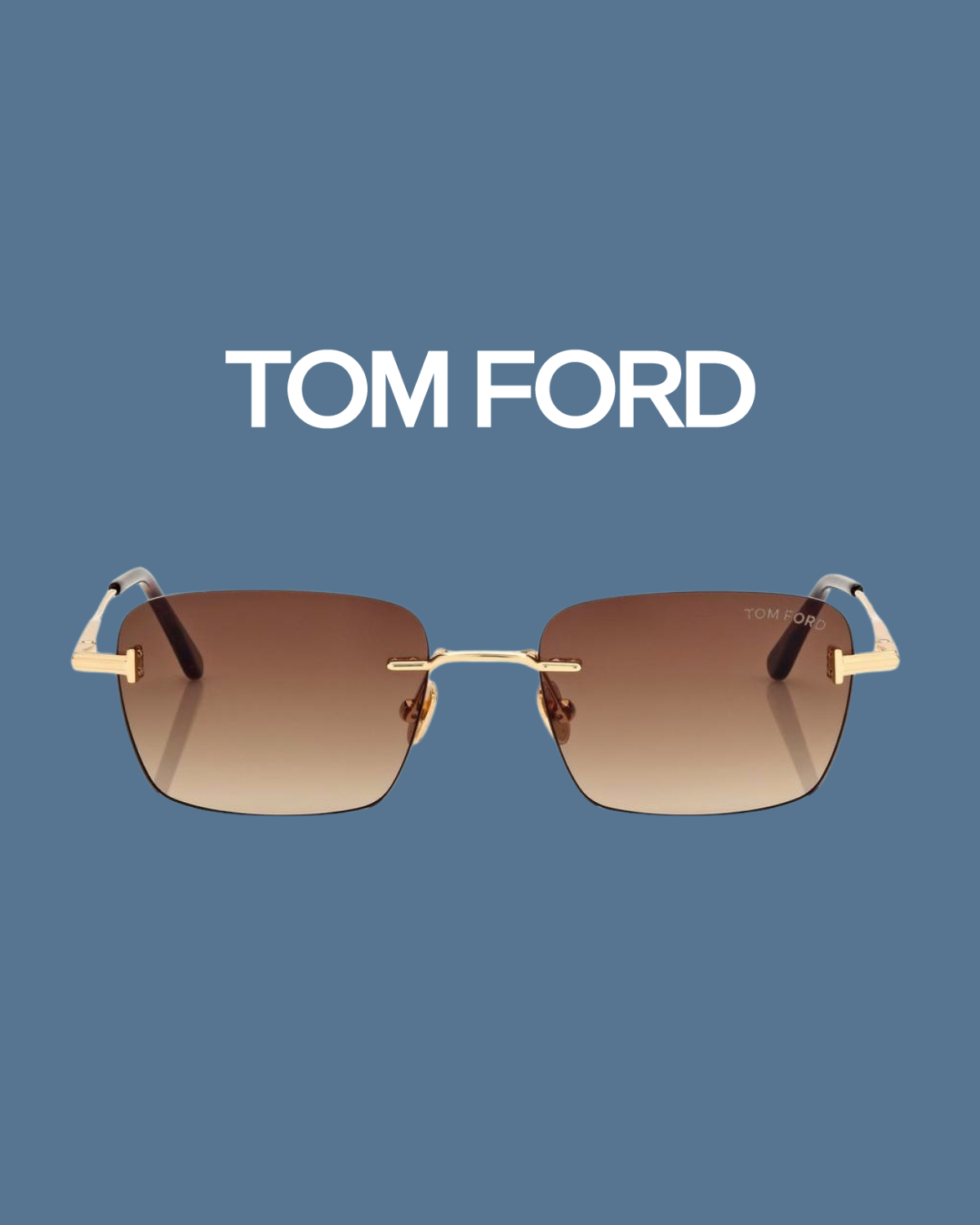 TOM FORD rimless sunglasses with brown gradient lenses