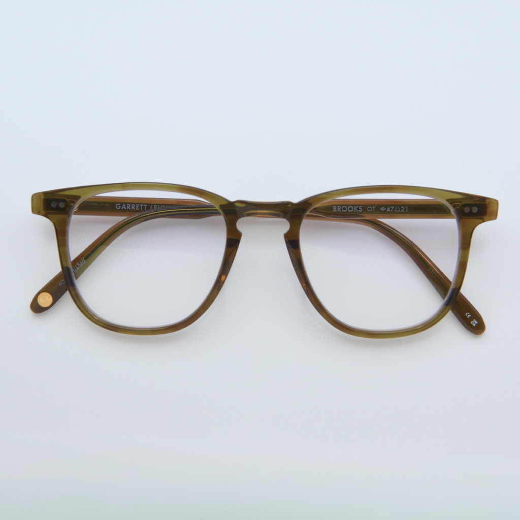 Garrett Leight olive round frames