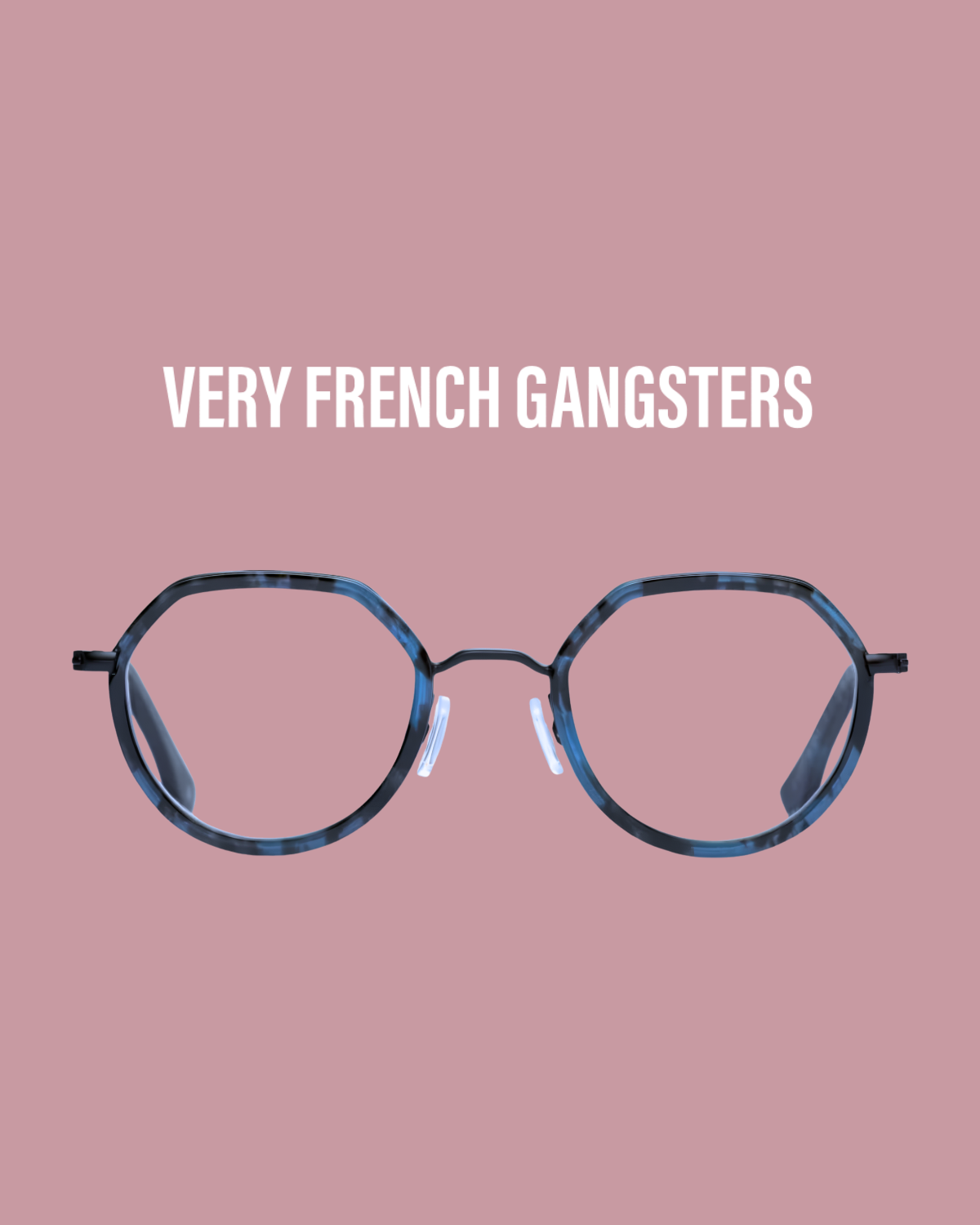 Very French Gangsters blue geometric glasses